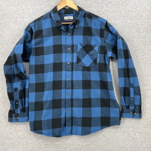 Magellan Button Up Shirt Mens Large Blue Plaid Long Sleeve Outdoor Workwear - Picture 7 of 7